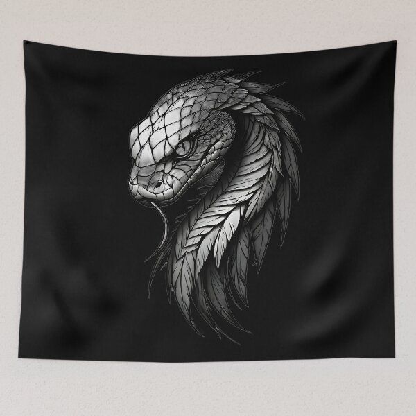 Item preview, Detailed Snake Head Sketch Black White Tattoo Art designed and sold by UrbanPrts.