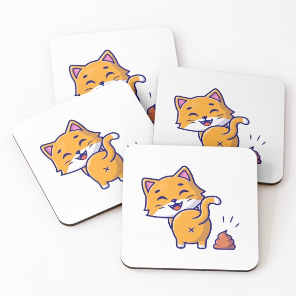 Item preview, Funny Orange Cat Pooping Cartoon Illustration designed and sold by nilkbv.