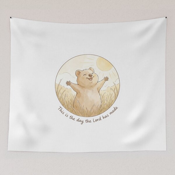 Item preview, Christian Cottagecore Quokka Morning Tote Bag Psalm 118 This is the Day Bible Verse Faith Gift designed and sold by Small & Beloved.