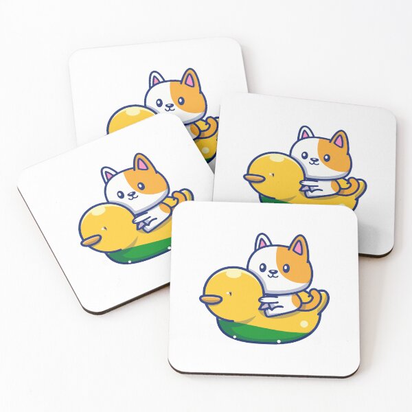 Item preview, Cute Cat Riding Yellow Rubber Duck Illustration designed and sold by nilkbv.