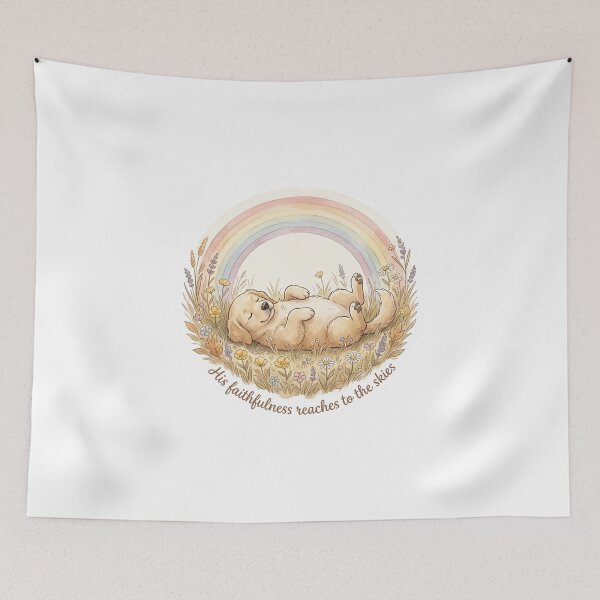 Item preview, Christian Cottagecore Golden Retriever Rainbow Tote Bag Psalm 36 His Faithfulness Bible Verse designed and sold by Small & Beloved.