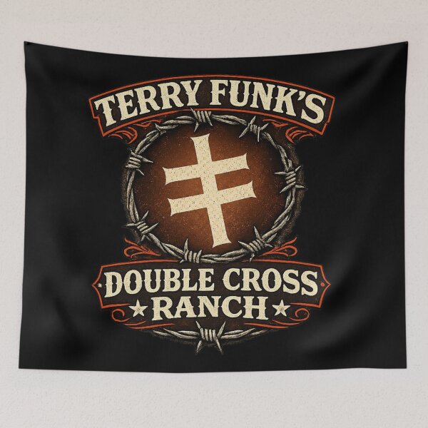 Item preview, Terry Funk’s Double Cross Ranch Vintage Western Barbed Wire Wrestling Tribute Logo designed and sold by The Irish Whip.