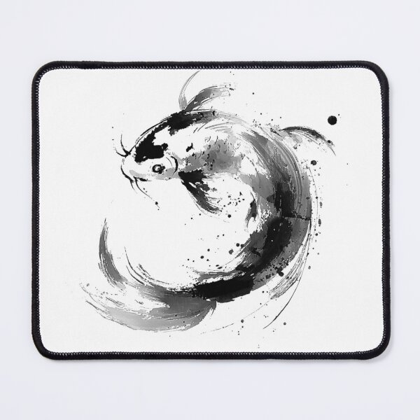 Item preview, Ink Koi Fish – Black and White Aquatic Illustration designed and sold by NitzanEArt.