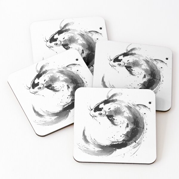 Item preview, Ink Koi Fish – Black and White Aquatic Illustration designed and sold by NitzanEArt.