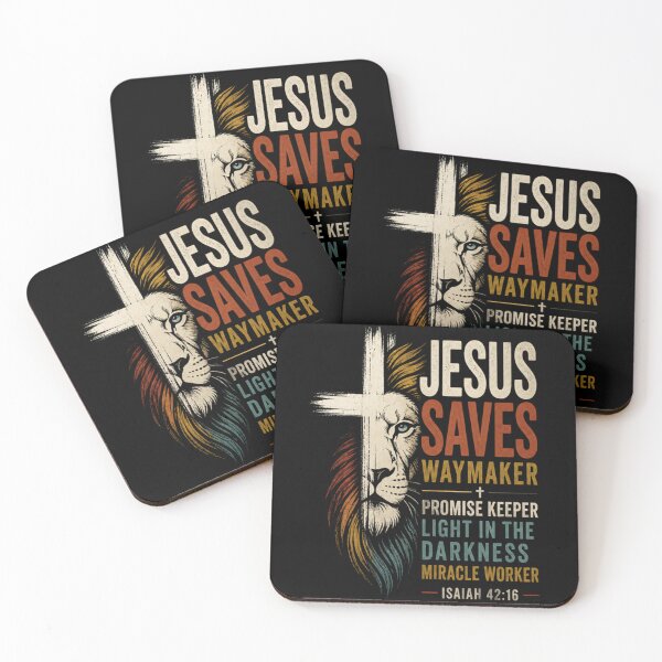 Item preview, Jesus Saves Waymaker Lion Cross Christian Faith Design designed and sold by whatsthatdesign.