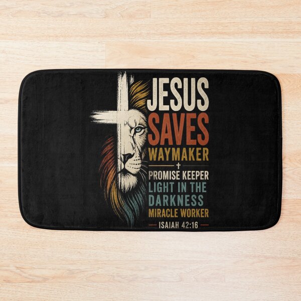 Item preview, Jesus Saves Waymaker Lion Cross Christian Faith Design designed and sold by whatsthatdesign.