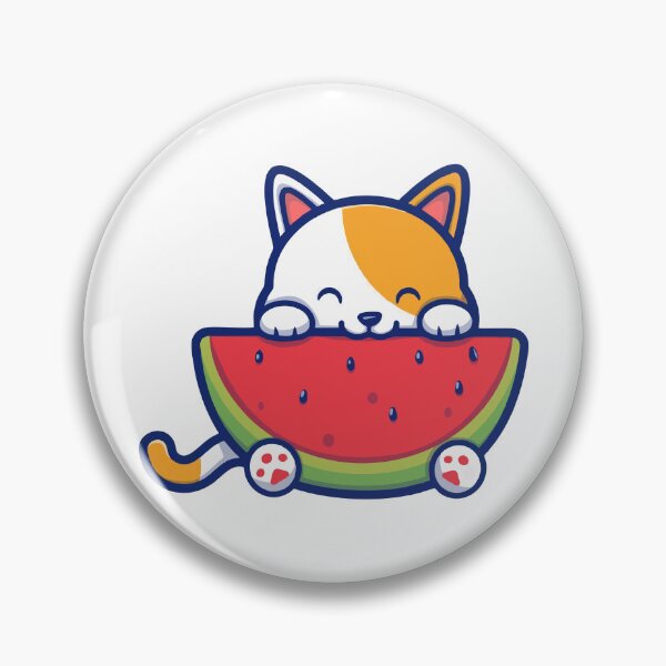 Item preview, Cute Cat Hiding Behind Watermelon Slice designed and sold by nilkbv.