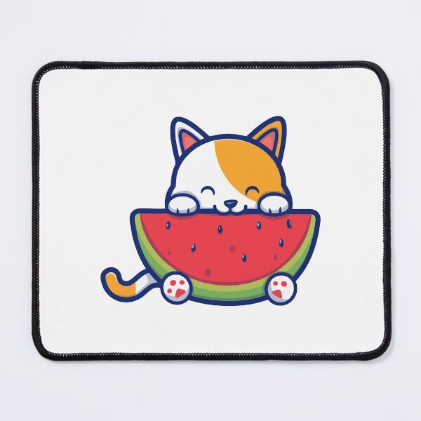 Item preview, Cute Cat Hiding Behind Watermelon Slice designed and sold by nilkbv.