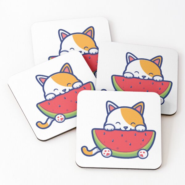 Item preview, Cute Cat Hiding Behind Watermelon Slice designed and sold by nilkbv.
