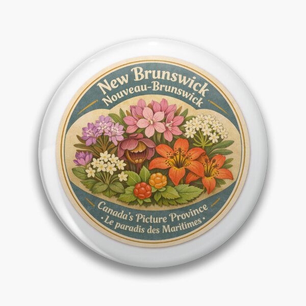 Item preview, New Brunswick / Nouveau‑Brunswick Vintage Botanical Sticker – Rhodora & Wild Flora Badge designed and sold by SachaMuru.