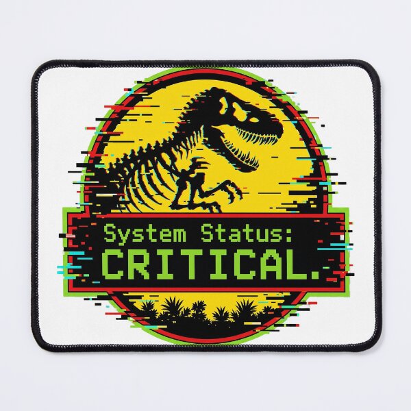 Item preview, System Status Critical Glitch Dinosaur Retro 90s Nostalgia designed and sold by CerealBoxInk.