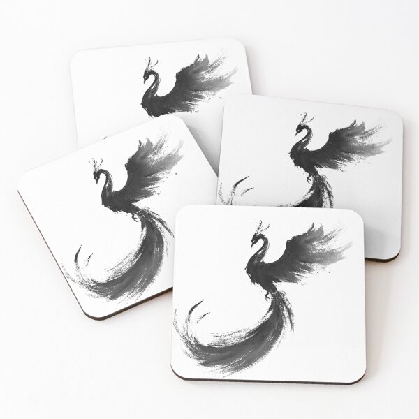 Item preview, Ink Phoenix – Abstract Black and White Mythical Bird designed and sold by NitzanEArt.