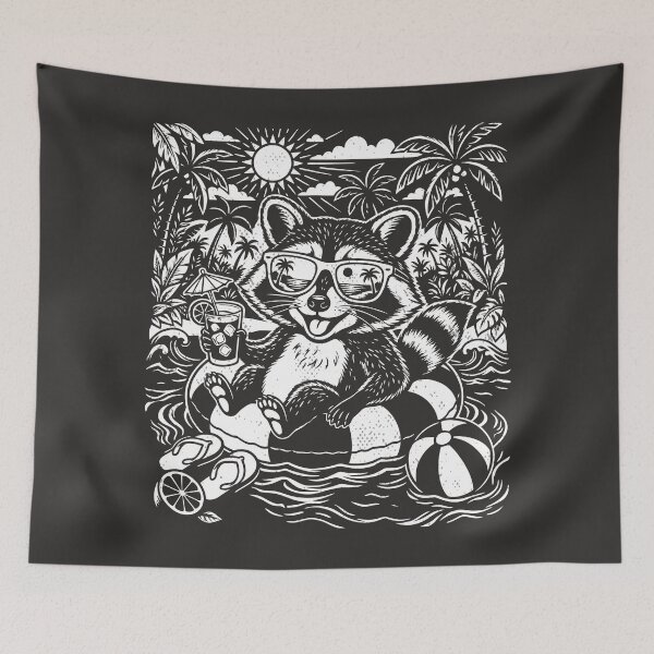 Item preview, Raccoon Vintage Beach Pool Party Summer Vibes  designed and sold by Y-Vibes.