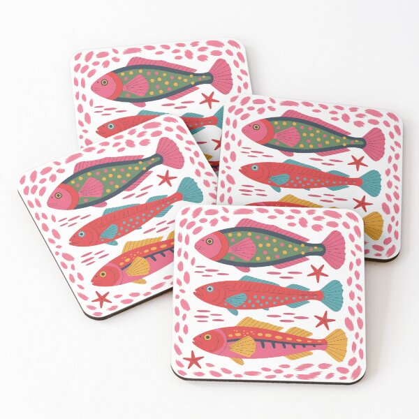 Item preview, Colorful Folk Art Fish Trio,  designed and sold by JadmeStudio.