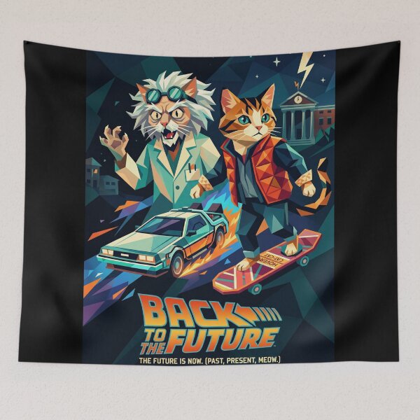 Item preview, Back to the Future Cats – Retro Sci-Fi Geometric Art designed and sold by TheCoolCatsMx.