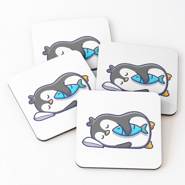 Item preview, Cute Sleeping Penguin Hugging Fish Kawaii Chibi Cartoon designed and sold by wonyqp.