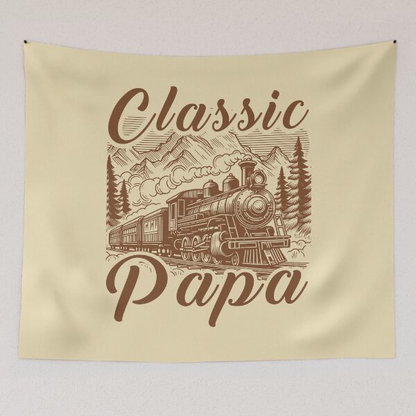 Item preview, Classic Papa Vintage Train Locomotive Mountain Retro Dad designed and sold by Dmetalx Art Apparel.