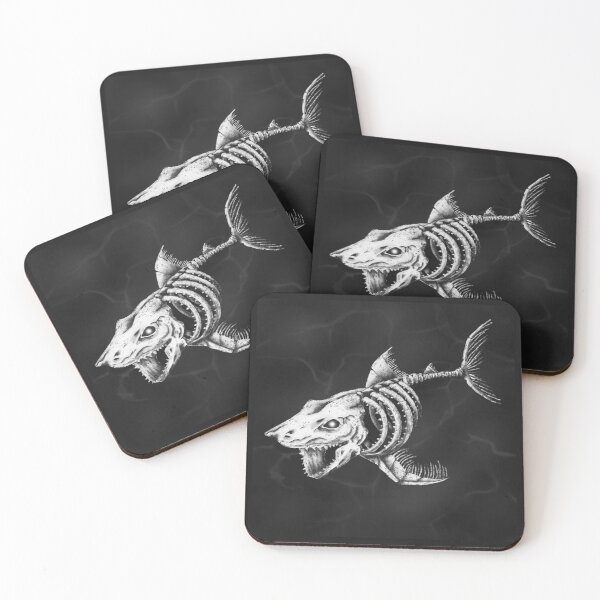 Item preview, Full Skelly Shark Render (Monochrome)  designed and sold by AnubisAltarArt.