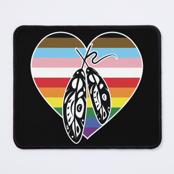 Item preview, Two-Spirit Indigenous LGBTQIA+ Rainbow heart design with feathers designed and sold by Jdawnink.