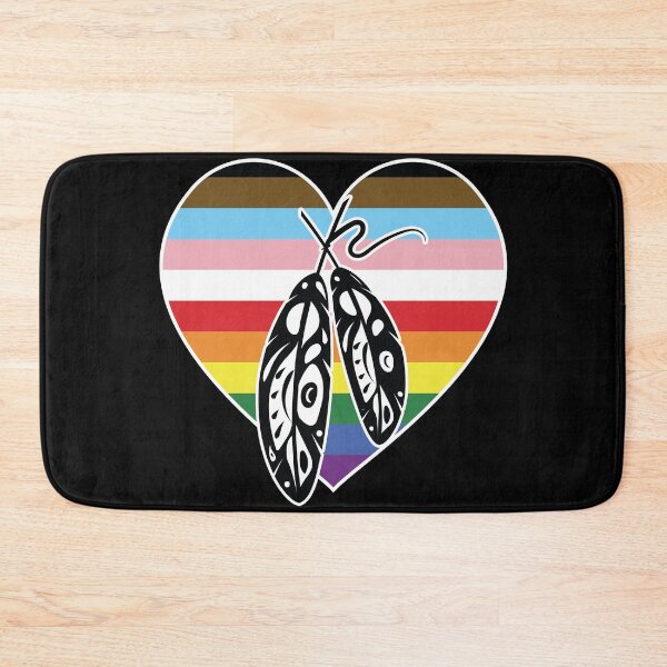 Item preview, Two-Spirit Indigenous LGBTQIA+ Rainbow heart design with feathers designed and sold by Jdawnink.