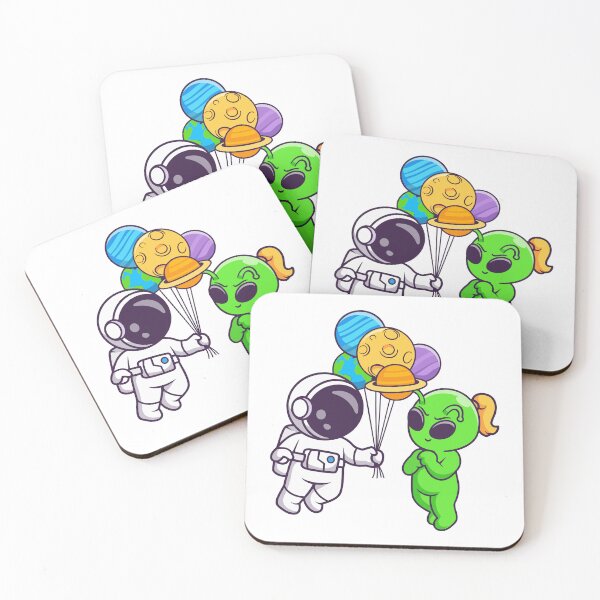 Item preview, Cute Astronaut Giving Planet Balloons To Alien Kawaii Space designed and sold by wonyqp.