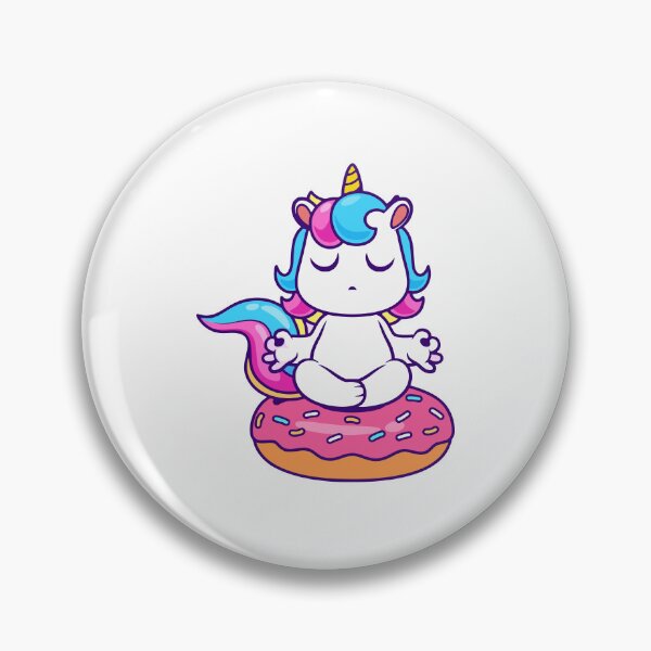 Artikelvorschau, Niedliches meditierendes Einhorn auf rosa Donut, Kawaii Yoga Chibi entworfen und verkauft von wonyqp.