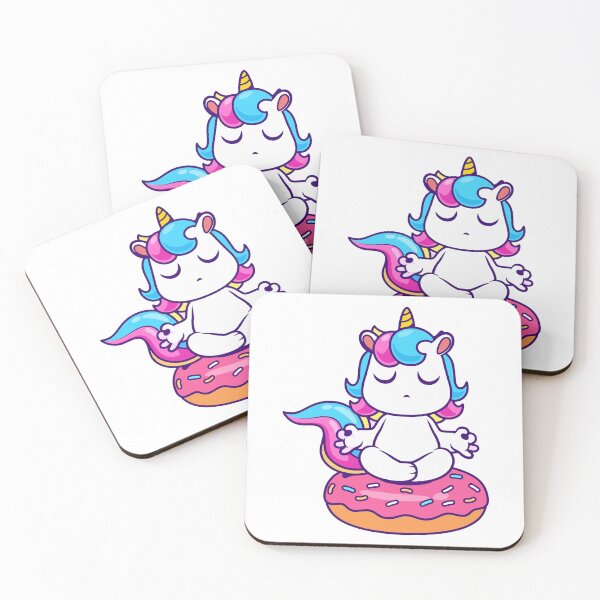 Item preview, Cute Meditating Unicorn On Pink Donut Kawaii Yoga Chibi designed and sold by wonyqp.