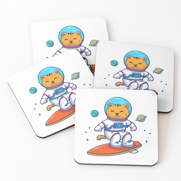 Item preview, Cute Cat Astronaut Surfing In Outer Space Kawaii Cartoon designed and sold by wonyqp.