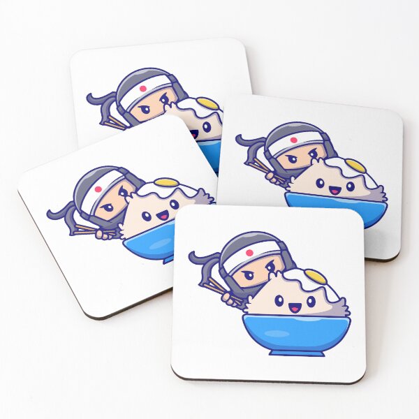 Item preview, Cute Chibi Japanese Ninja Eating Rice Bowl Illustration designed and sold by wonyqp.