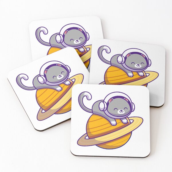 Item preview, Cute Astronaut Cat Chibi Space Cat On Saturn Planet designed and sold by wonyqp.