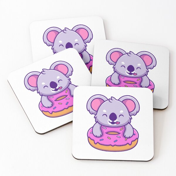 Item preview, Cute Koala Bear Eating Pink Glazed Donut Illustration designed and sold by wonyqp.