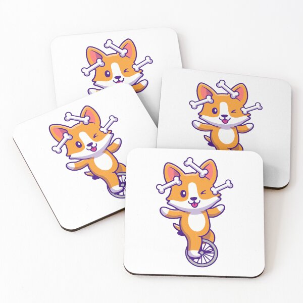 Item preview, Cute Corgi Dog Juggling Bones On Unicycle Circus Illustration designed and sold by wonyqp.
