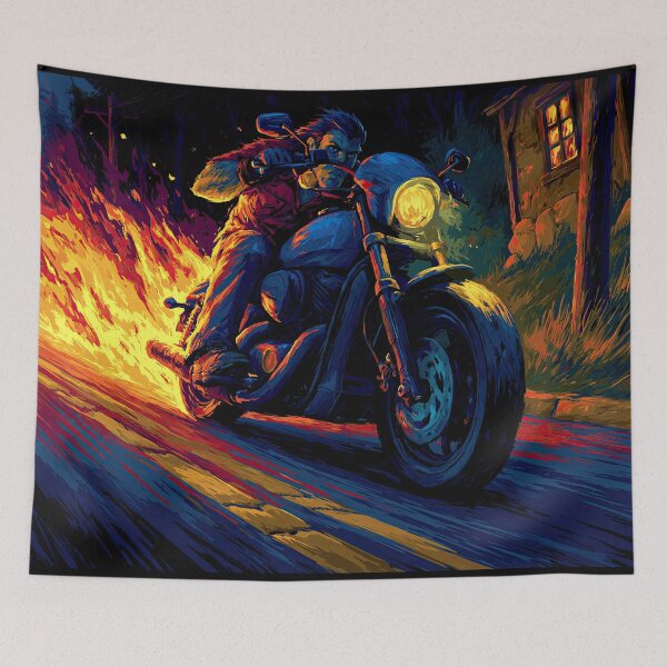 Item preview, Blue Motorcycle Speeding on Road of Fire designed and sold by Piotrek0001.