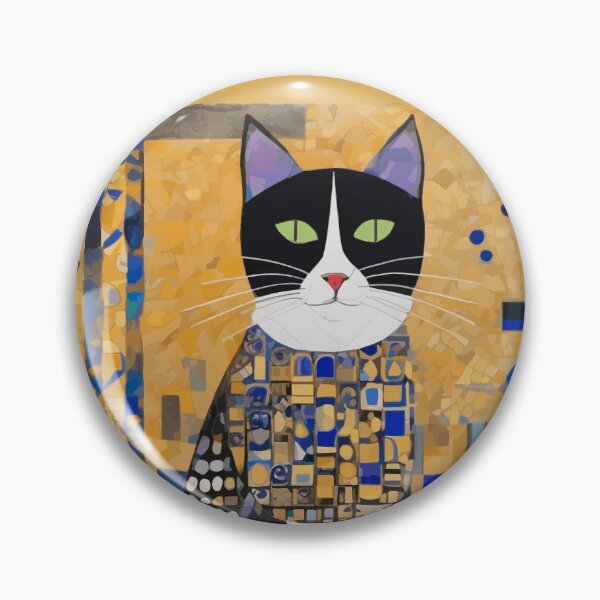 Item preview, Gustav Klimt Tuxedo Cat with Colorful Geometric Background  designed and sold by Vicky Brago-Mitchell®.