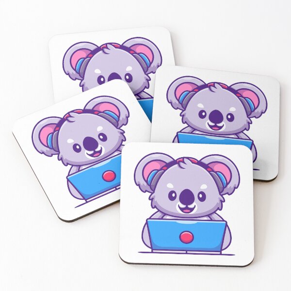 Item preview, Cute Koala Working on Laptop with Headphones Illustration designed and sold by mintxw.