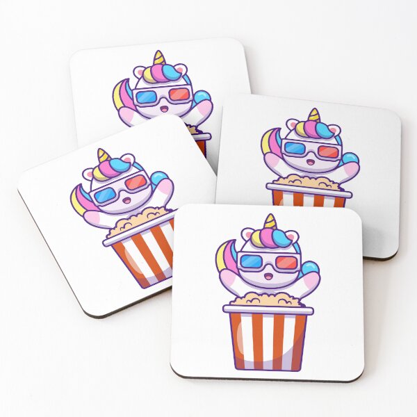Item preview, Cute Unicorn Watching 3D Movie with Popcorn Illustration designed and sold by mintxw.