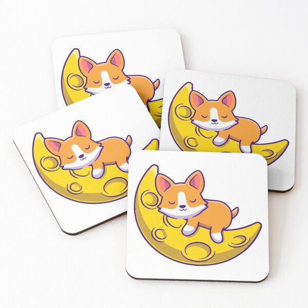 Item preview, Cute Sleeping Corgi Dog on Crescent Moon Illustration designed and sold by mintxw.