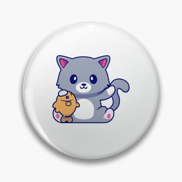Item preview, Cute Grey Cat Holding a Big Fish Illustration designed and sold by mintxw.