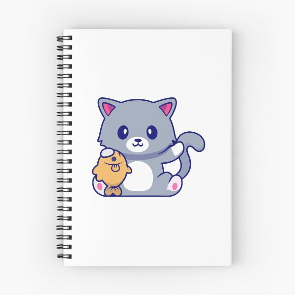 Item preview, Cute Grey Cat Holding a Big Fish Illustration designed and sold by mintxw.