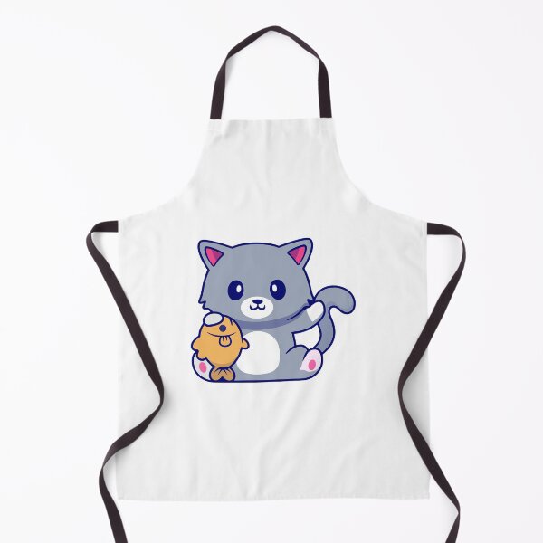 Item preview, Cute Grey Cat Holding a Big Fish Illustration designed and sold by mintxw.