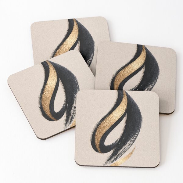 Item preview, Black & Gold organic form | Elegant Minimal Ink Brush Art designed and sold by SlowRegardArt.