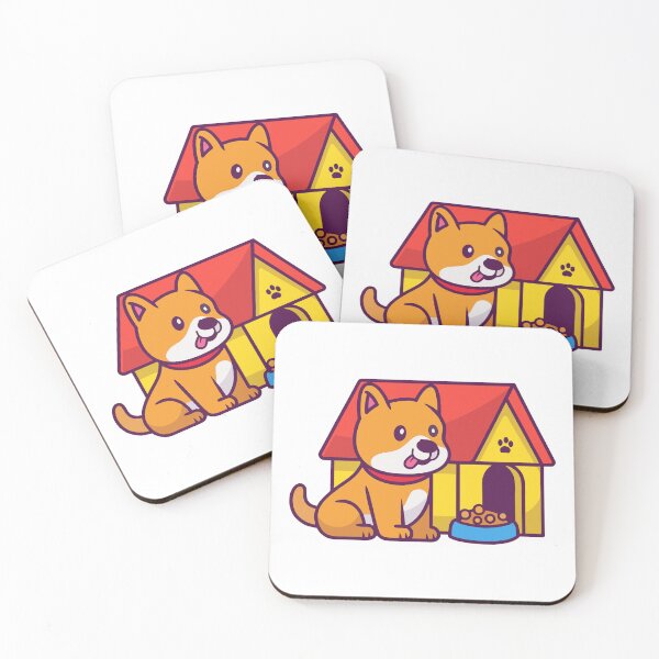 Item preview, Cute Dog Sitting Outside Red Doghouse Illustration designed and sold by mintxw.