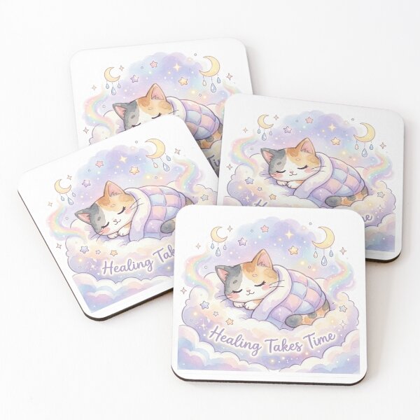 Item preview, Lani “Healing Takes Time” Cozy Cat Sticker | Soft Pastel Healing Watercolor Art designed and sold by LaniDigitalNook.