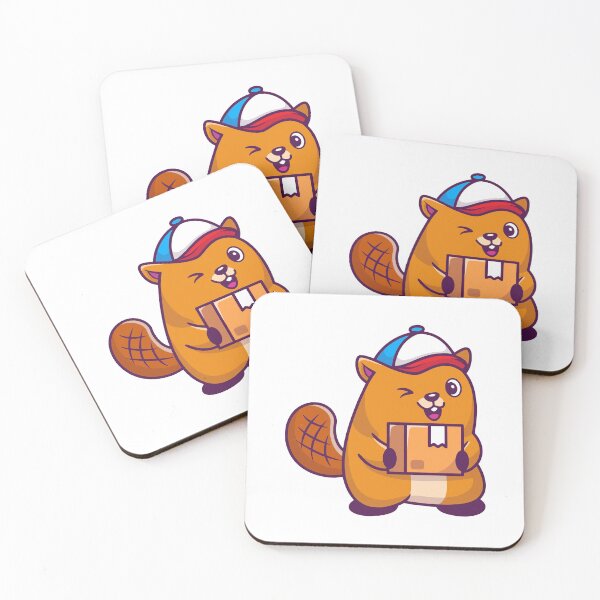 Item preview, Cute Winking Beaver Courier Delivering a Box Package designed and sold by mintxw.