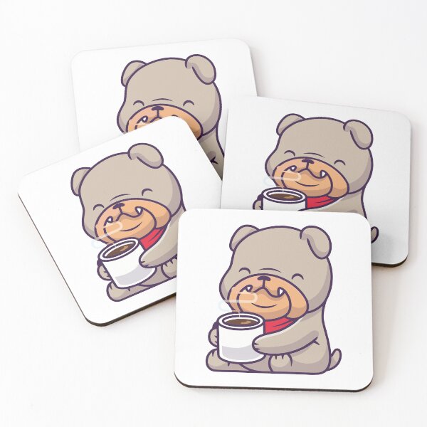 Item preview, Cute Bulldog Drinking Hot Coffee Mug Illustration designed and sold by mintxw.