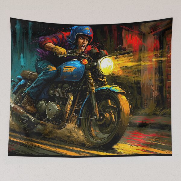 Item preview, Biker on Blue Motorcycle with Yellow Headlight designed and sold by Piotrek0001.