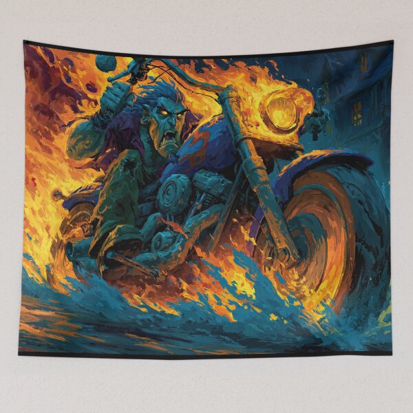 Item preview, Blue Motorcycle Riding Through Intense Flames designed and sold by Piotrek0001.