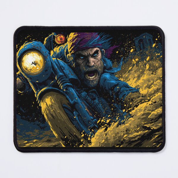 Item preview, Screaming Biker Caricature on Blue Motorcycle designed and sold by Piotrek0001.