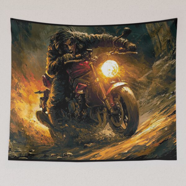 Item preview, Biker Riding Through Fire and Smoke Silhouette designed and sold by Piotrek0001.
