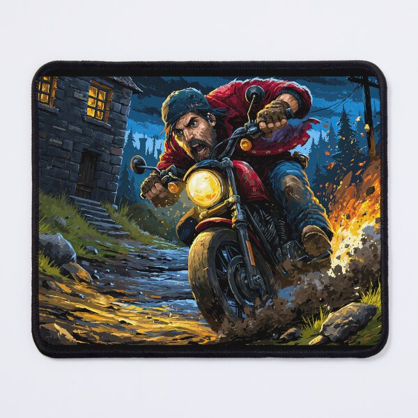 Item preview, Biker Riding Through Mud and Dark Forest designed and sold by Piotrek0001.